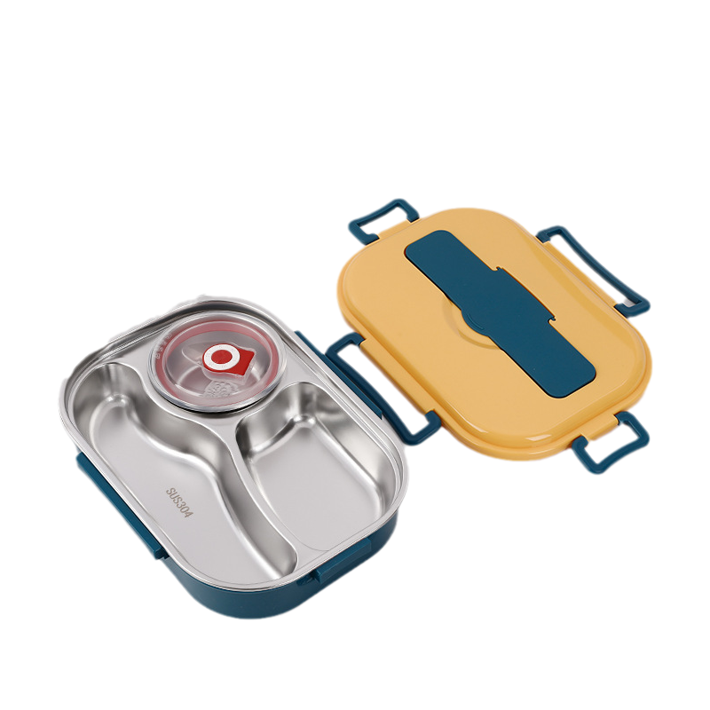 BowLift | Thermo-Lunchbox made of stainless steel – inside made of stainless steel – 3 or 4 compartments with soup bowl – wall clock