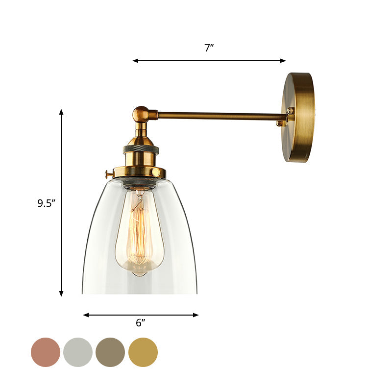 BowLift | Bronze/Brass/Copper One Light Wall Lamp Vintage Style Clear Glass Tapered Lighting Fixture for Living Room