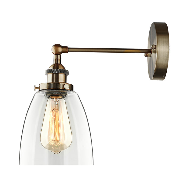 BowLift | Bronze/Brass/Copper One Light Wall Lamp Vintage Style Clear Glass Tapered Lighting Fixture for Living Room