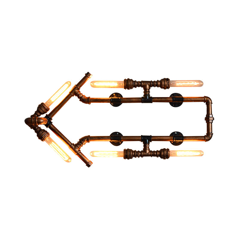 BowLift | 6 Bulb Arrow-Shaped Wall Lamp with Tube Retro Industrial Bronze Wrought Iron Wall Lamp for Bathroom