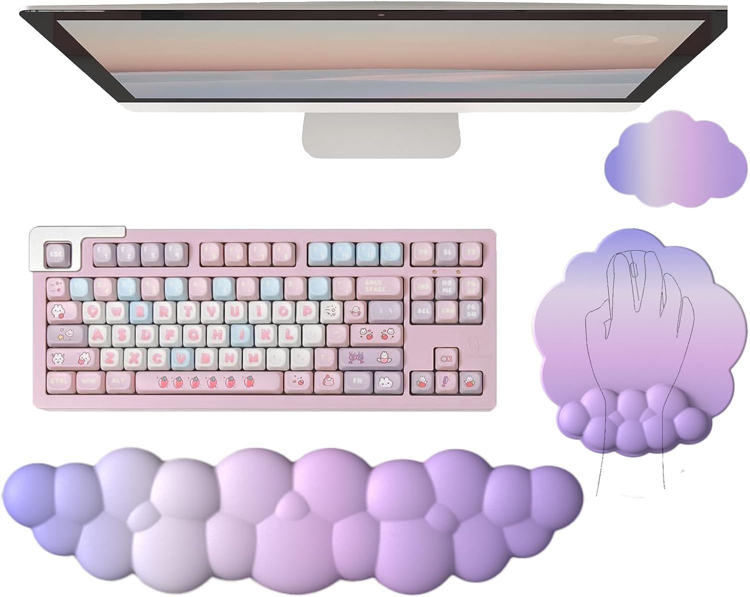 BowLift | Cloud-Shaped Ergonomic Wrist Rest Set with Mouse Pad & Coaster – Zeyora
