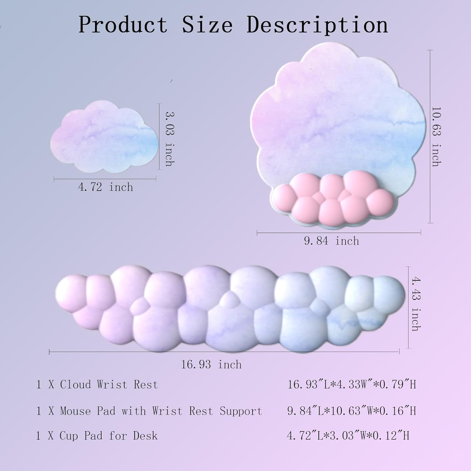 BowLift | Cloud-Shaped Ergonomic Wrist Rest Set with Mouse Pad & Coaster – Zeyora