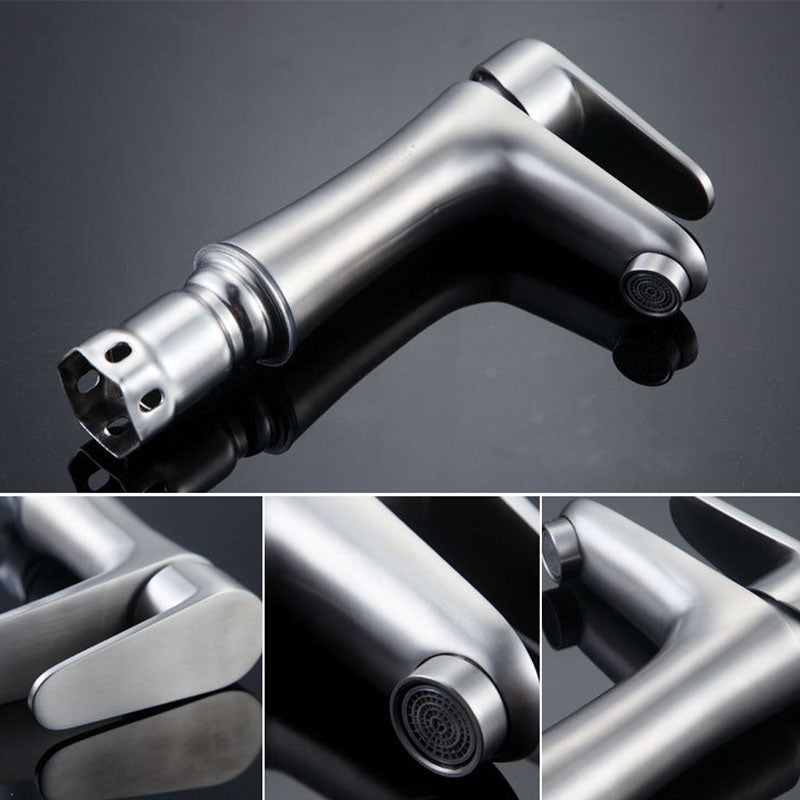 BowLift | Contemporary Stainless Steel Sink Faucet Lever Handles Low Arc Sink Faucet