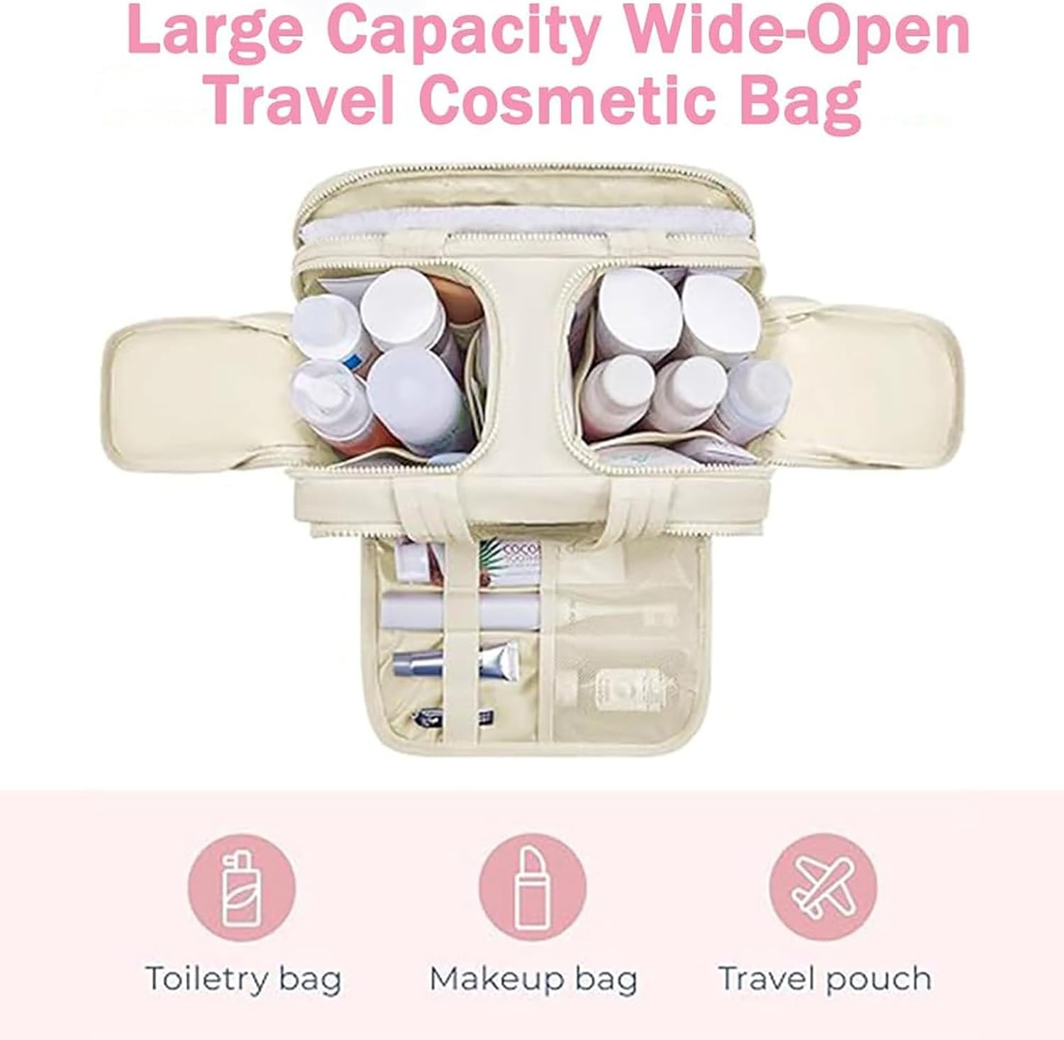 BowLift | 4-in-1 Puffy Toiletry Bag for Women – Large Travel Makeup & Skincare Organiser