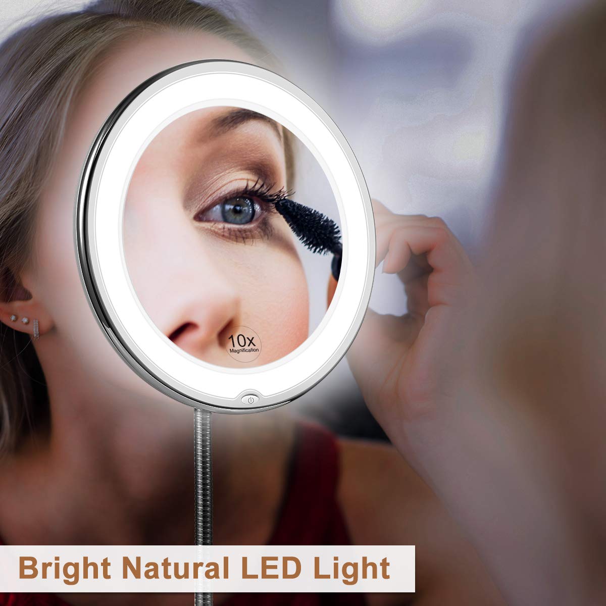 LED Magnifying Mirror with Flexible Gooseneck | 10x Magnification | Daylight LED | Makeup Mirror