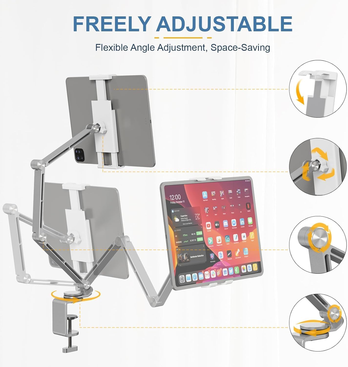 BowLift | Adjustable Aluminum Tablet Desk Stand with 360° Rotation – Movaro