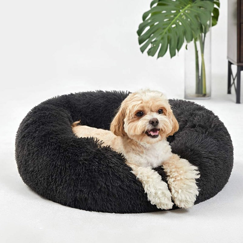 BowLift | Beef Plush Calming Donut Dog Bed for Small to Large Dogs
