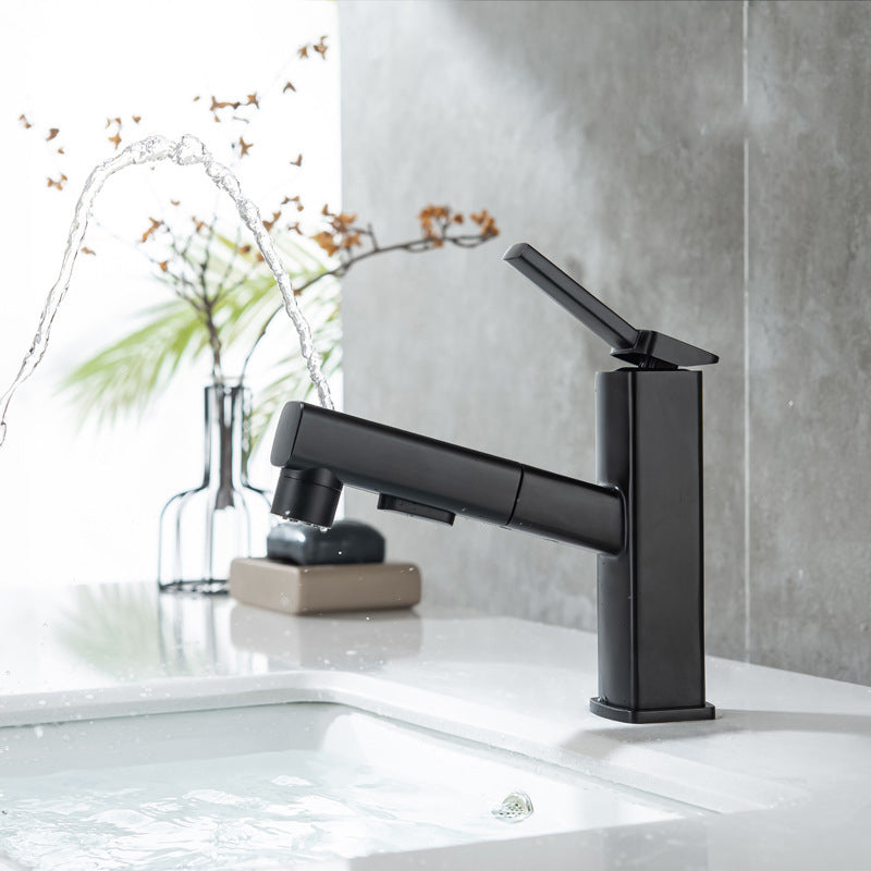 BowLift | Contemporary Vessel Sink Faucet Copper Single Handle Low Arc Pull Down Vessel Faucet