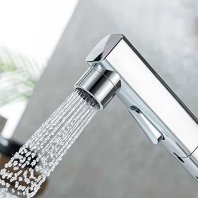 BowLift | Contemporary Vessel Sink Faucet Copper Single Handle Low Arc Pull Down Vessel Faucet