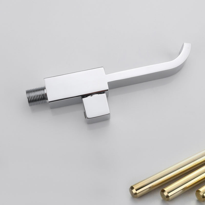 BowLift | Contemporary Wall Mounted Bathroom Faucet Handle Knob Solid Brass Square Faucet