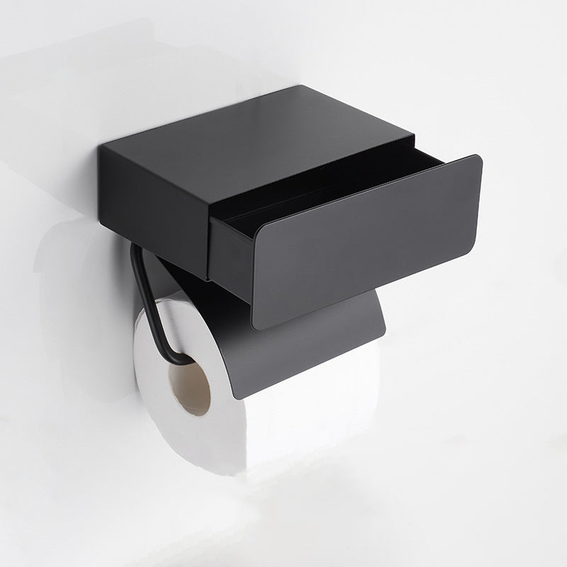 BowLift | 2-piece Stainless Steel Classic Bathroom Accessory Set Black & Chrome Paper Holder