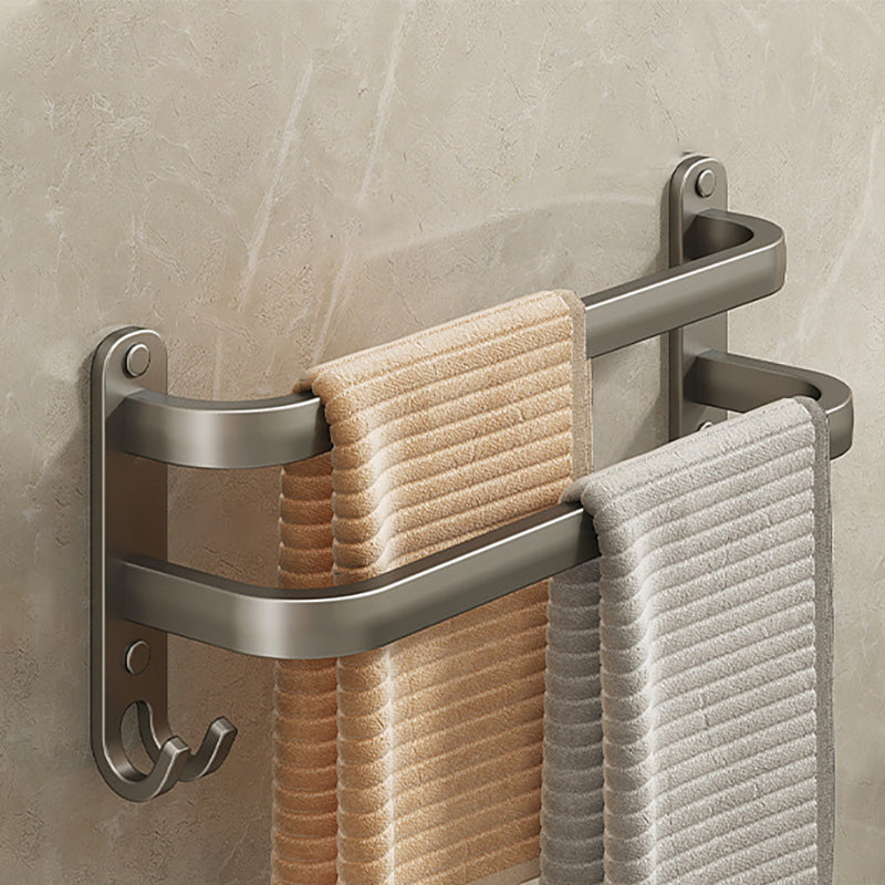 BowLift | 2-piece modern bathroom accessory set made of aluminum matte gray towel bar