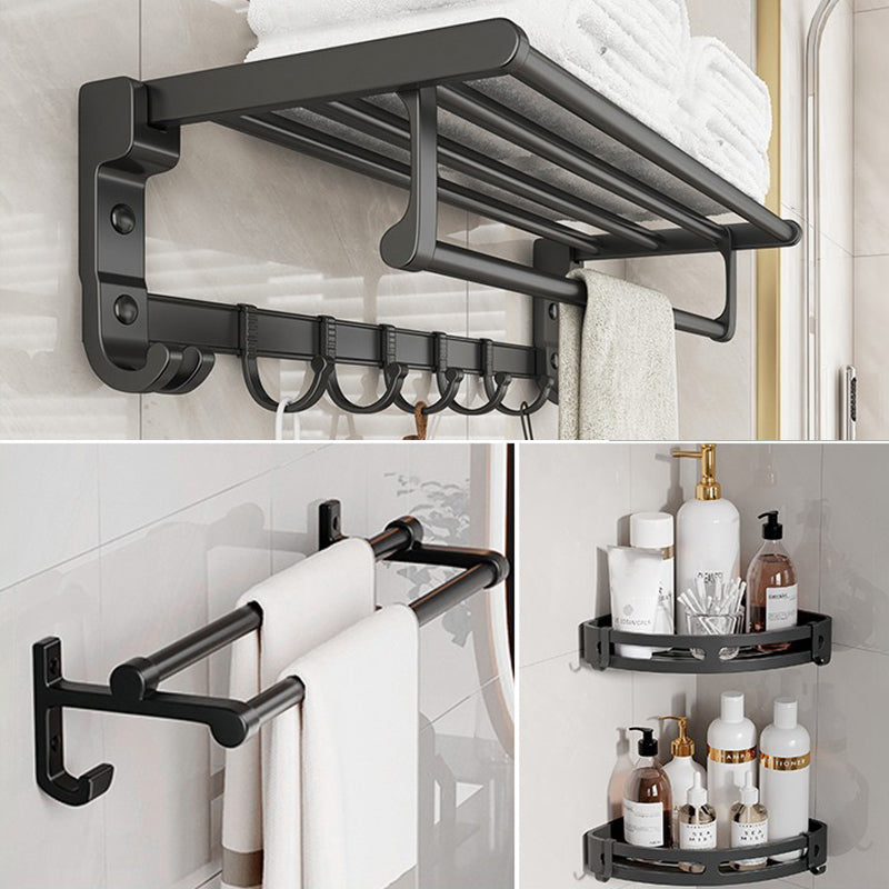 BowLift | Chrome/Black Classic Bathroom Accessory Set Modern Bath Shelf/Towel Bar & Paper Holder