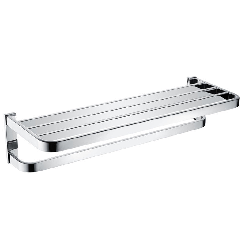 BowLift | Polished Chrome Modern Bathroom Accessory Set made of Stainless Steel Towel Holder/Soap Dish