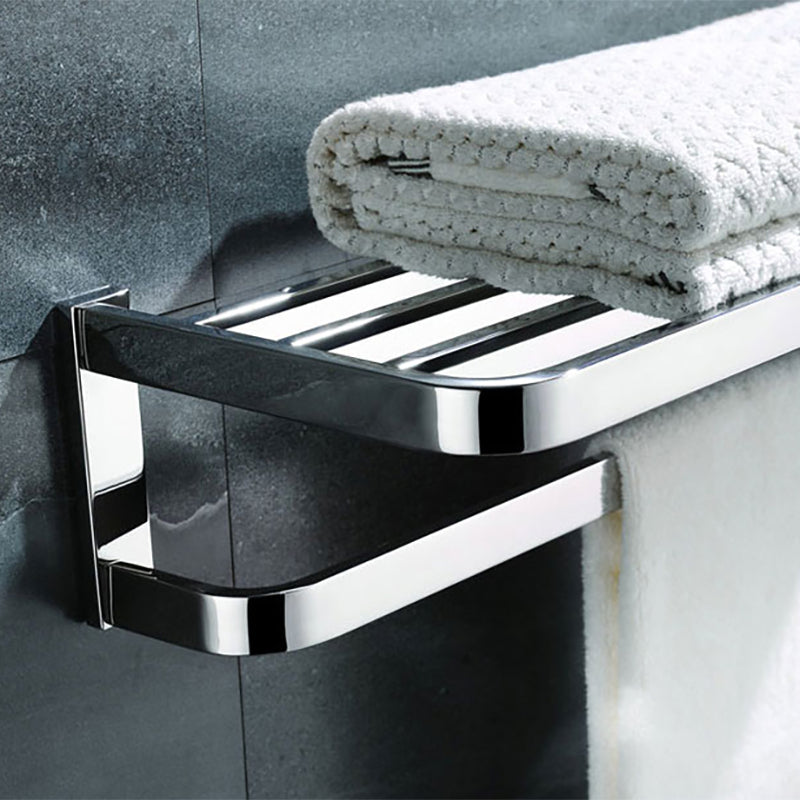 BowLift | Polished Chrome Modern Bathroom Accessory Set made of Stainless Steel Towel Holder/Soap Dish