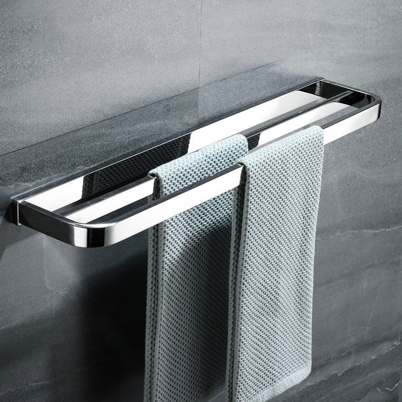BowLift | Polished Chrome Modern Bathroom Accessory Set made of Stainless Steel Towel Holder/Soap Dish