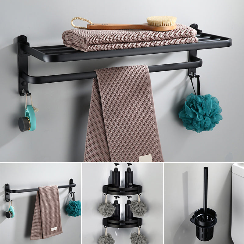 BowLift | Contemporary Bathroom Accessory Set Black Surface Bathrobe Hook/Towel Ring Bar