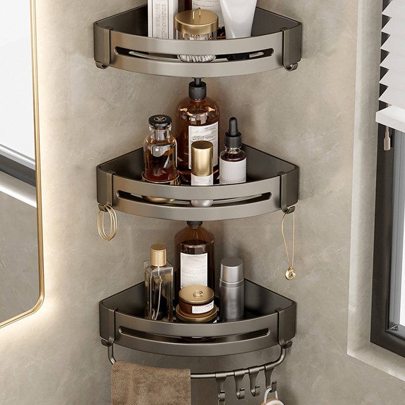 BowLift | Contemporary Aluminum Bathroom Accessory Set Grey Bath Shelf