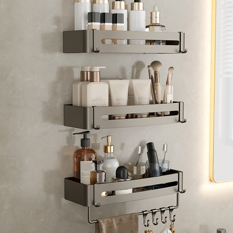 BowLift | Contemporary Aluminum Bathroom Accessory Set Gray Bath Shelf