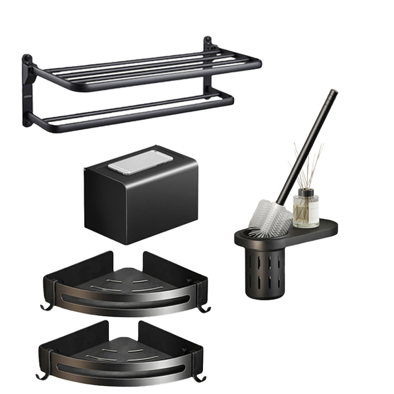 BowLift | Contemporary bathroom accessory set with black finish and bath shelf/towel bar