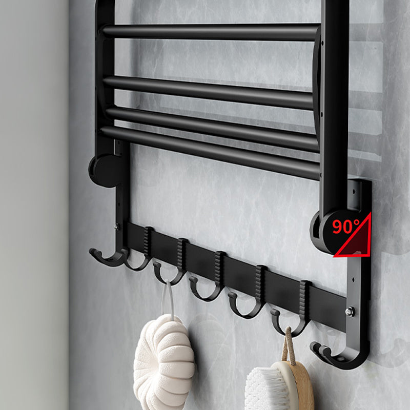 BowLift | Classic Bathroom Accessories Set in Aluminum Black Finish Bathrobe Hook/ Towel Bar