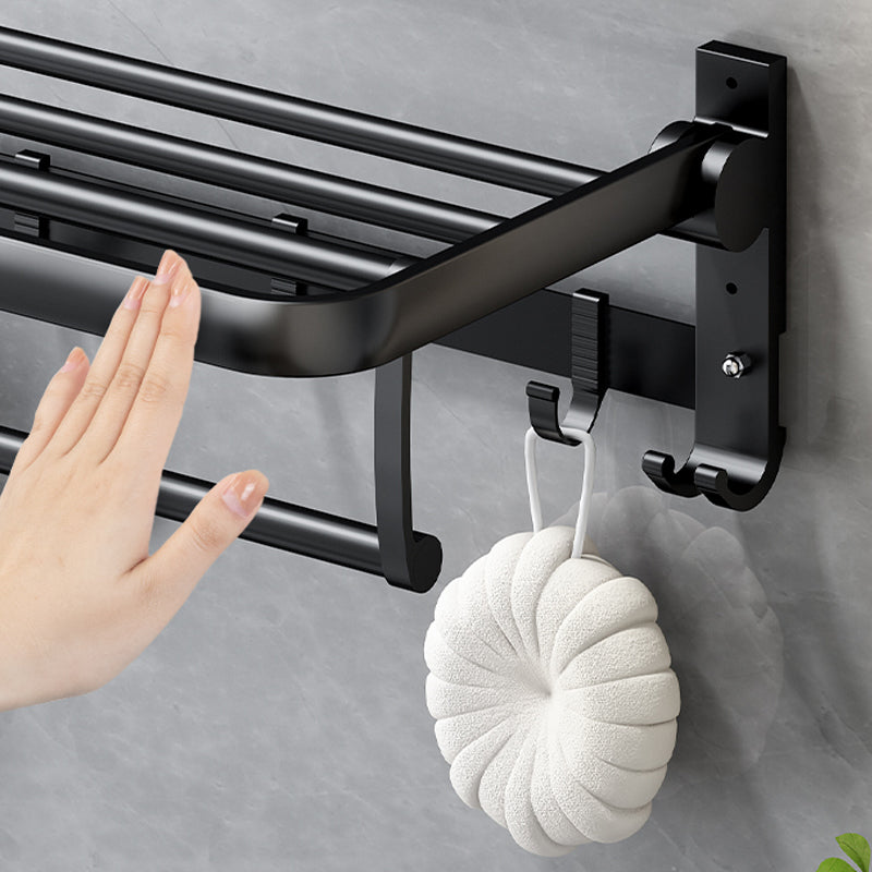 BowLift | Classic Bathroom Accessories Set in Aluminum Black Finish Bathrobe Hook/ Towel Bar