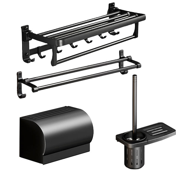 BowLift | Classic Bathroom Accessories Set in Aluminum Black Finish Bathrobe Hook/ Towel Bar