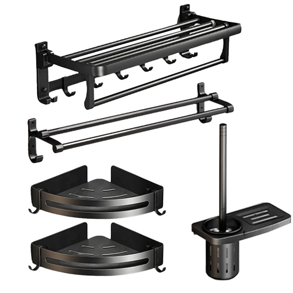BowLift | Classic Bathroom Accessories Set in Aluminum Black Finish Bathrobe Hook/ Towel Bar