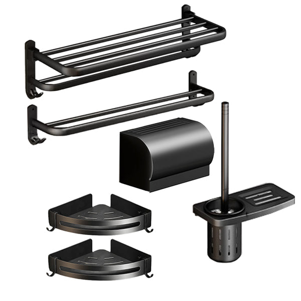 BowLift | Classic Bathroom Accessories Set in Aluminum Black Finish Bathrobe Hook/ Towel Bar