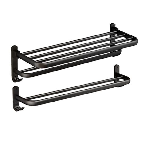 BowLift | Classic Bathroom Accessories Set in Aluminum Black Finish Bathrobe Hook/ Towel Bar