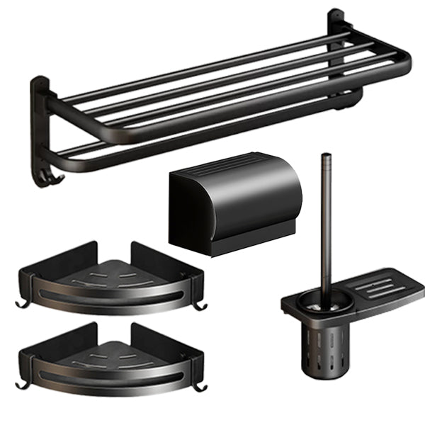 BowLift | Classic Bathroom Accessories Set in Aluminum Black Finish Bathrobe Hook/ Towel Bar