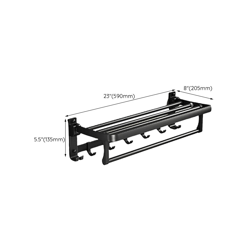 BowLift | Classic Bathroom Accessories Set in Aluminum Black Finish Bathrobe Hook/ Towel Bar