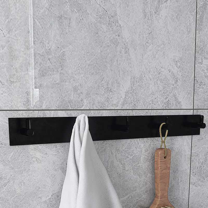 BowLift | Black 6-piece Bathroom Accessory Set Modern Shower Curtain Rod / Bathrobe Hooks and Towel Bar