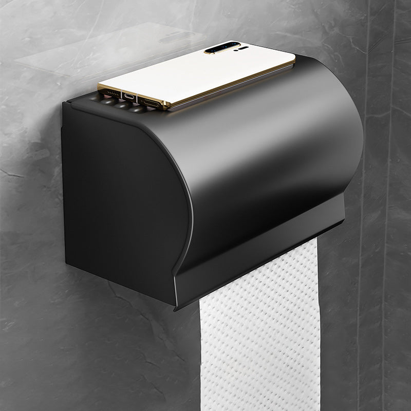 BowLift | Black Aluminum Bathroom Accessory Set Modern Bathroom Shelf / Towel Bar & Paper Holder