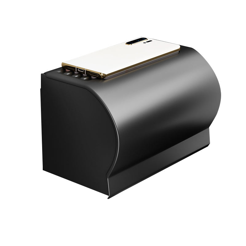 BowLift | Black Aluminum Bathroom Accessory Set Modern Bathroom Shelf / Towel Bar & Paper Holder