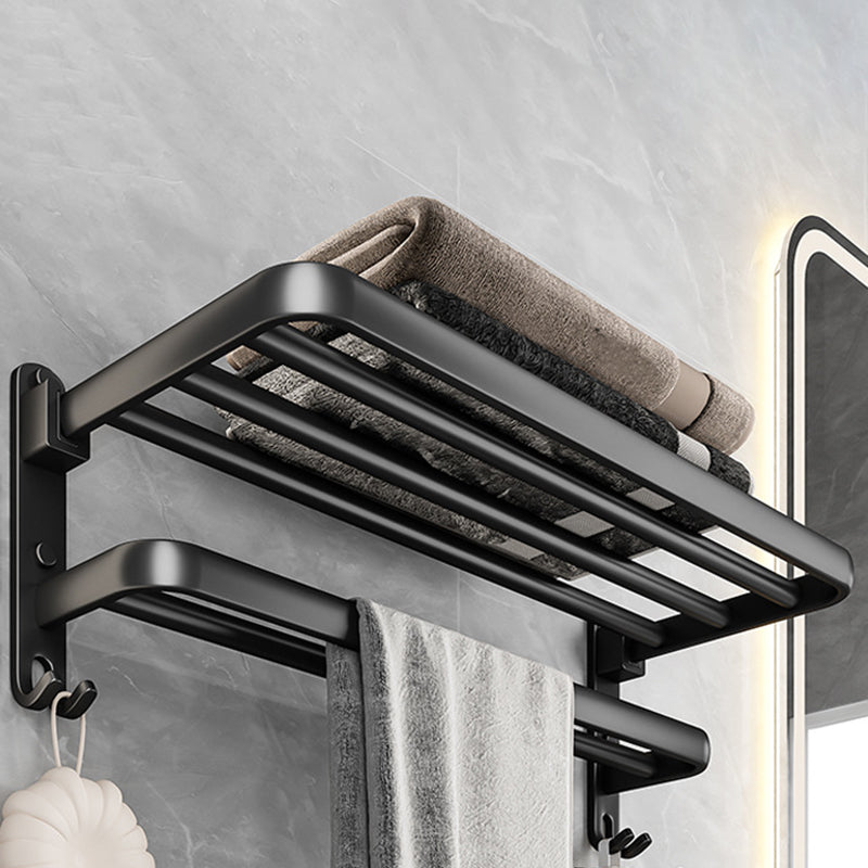BowLift | Black Aluminum Bathroom Accessory Set Modern Bathroom Shelf / Towel Bar & Paper Holder