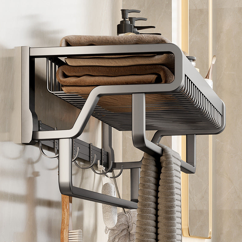 BowLift | Aluminum modern bathroom accessories set polished gray bathroom shelf/paper holder/robe hook