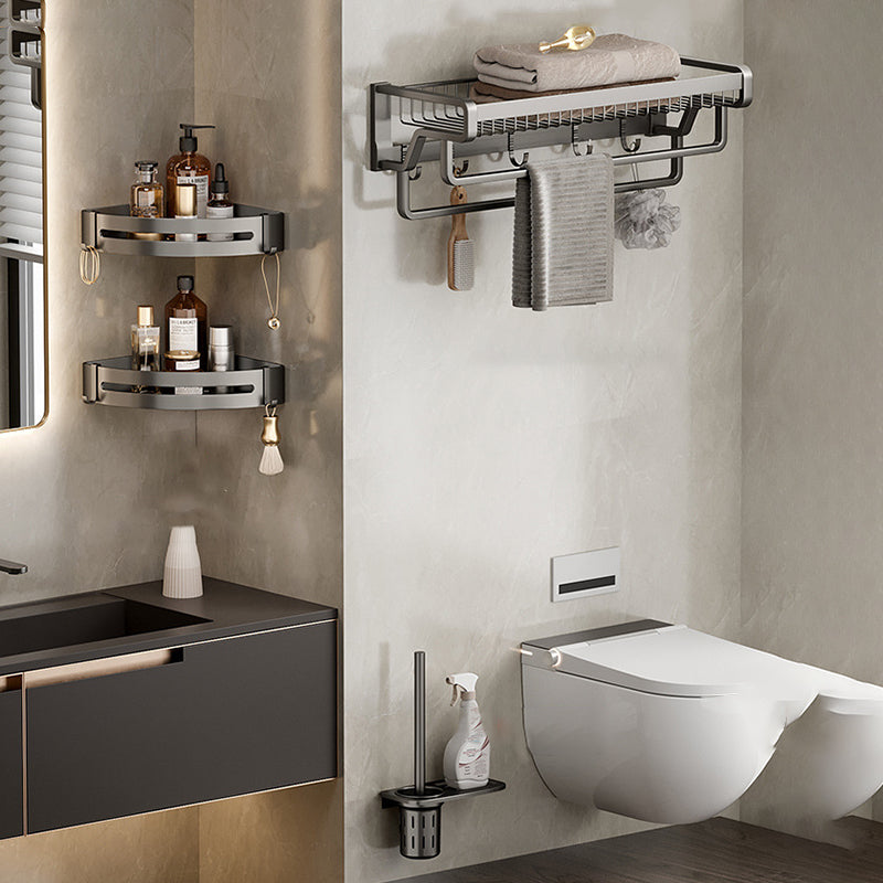 BowLift | Aluminum modern bathroom accessories set polished gray bathroom shelf/paper holder/robe hook