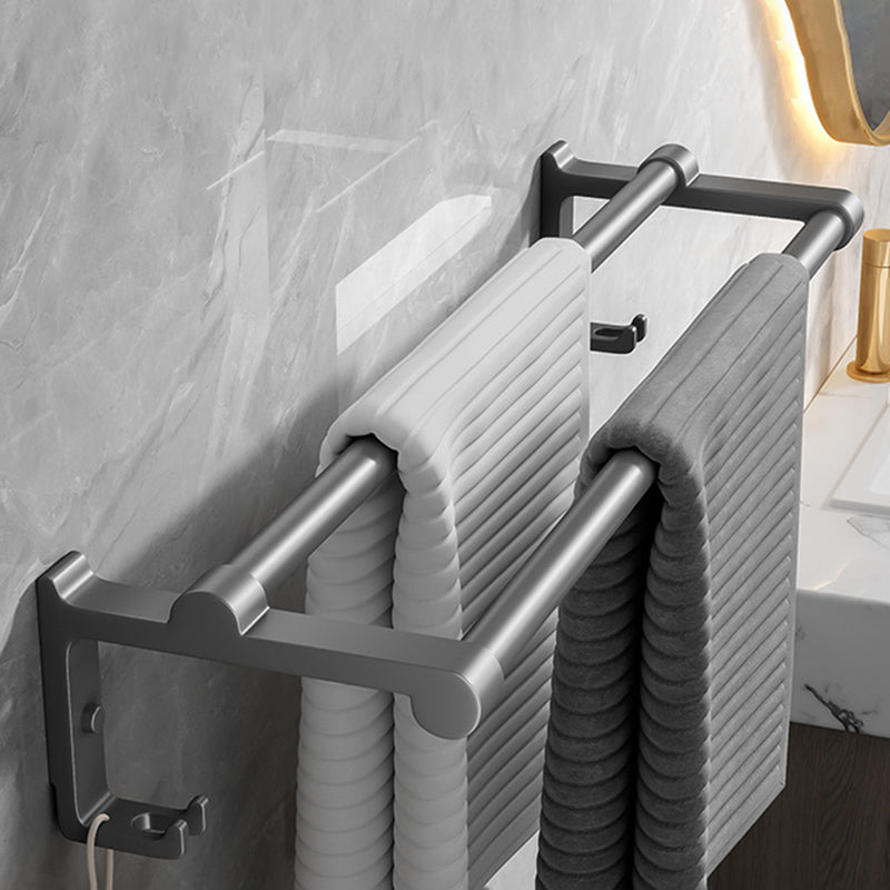BowLift | Contemporary Bathroom Accessory Set Gray Aluminum Bathroom Shelf/Towel Rack/Bathtub Hook