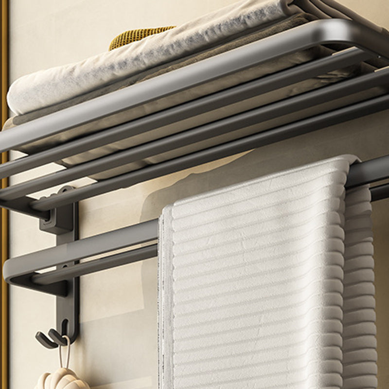 BowLift | Contemporary Bathroom Accessory Set Gray Aluminum Bathroom Shelf/Towel Rack/Bathtub Hook