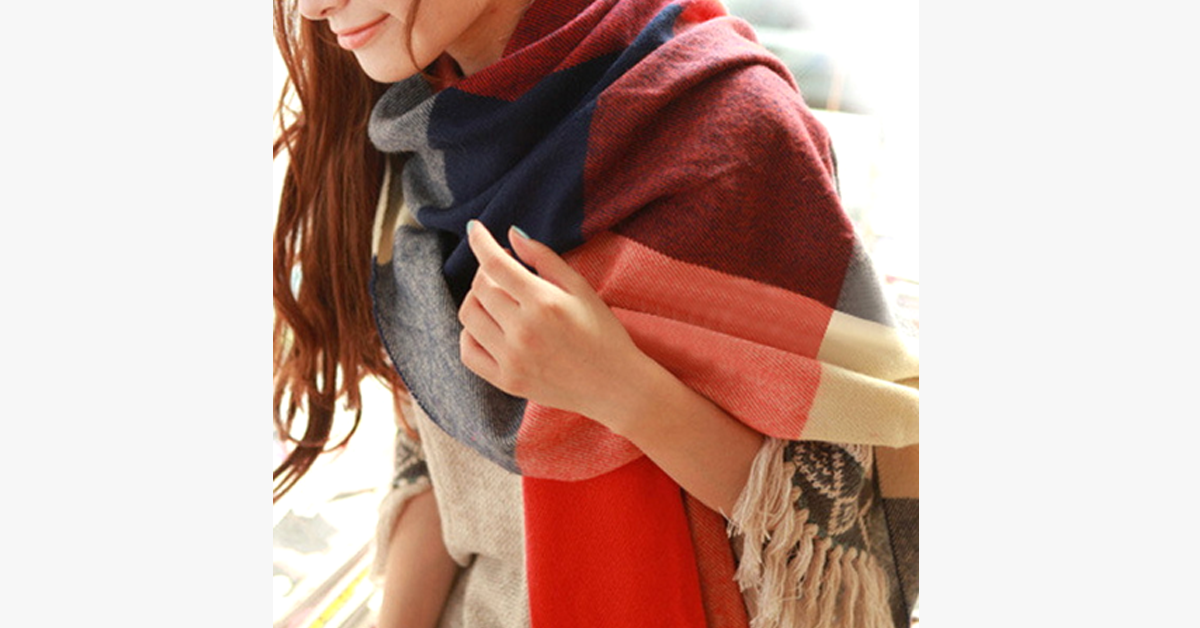 BowLift | Checked Pattern Wool Scarf and Shawl - Various Colors