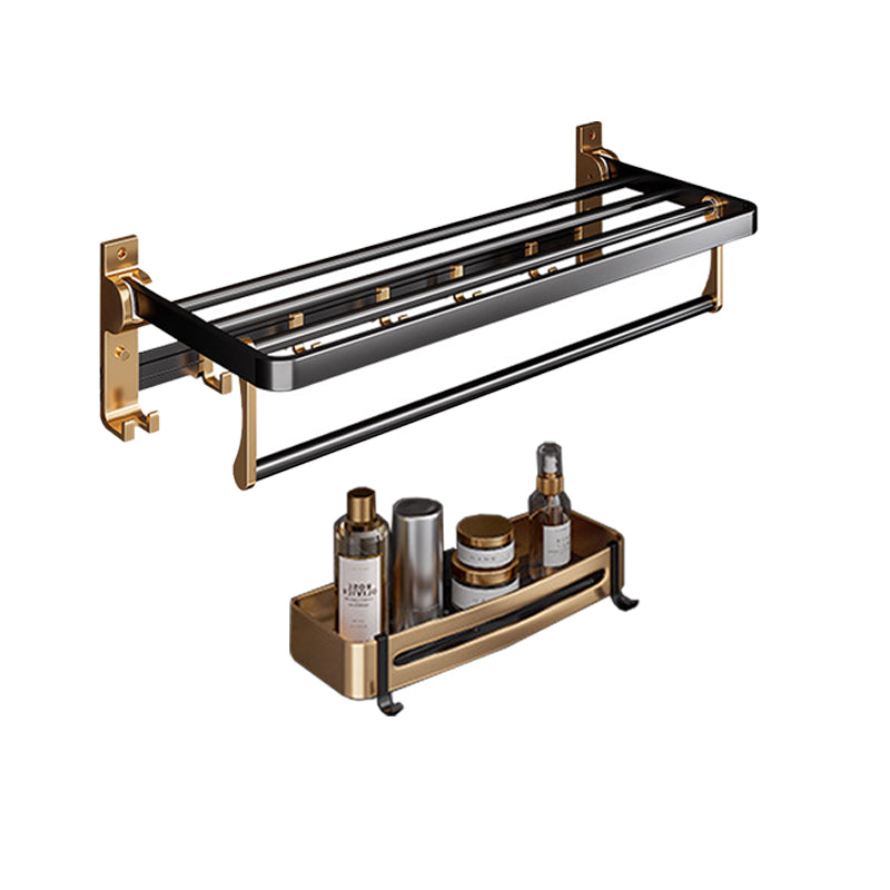 BowLift | Black and Brass Bathroom Hardware Set Modern Stainless Steel Bathroom Shelf/Towel Holder/Paper Holder
