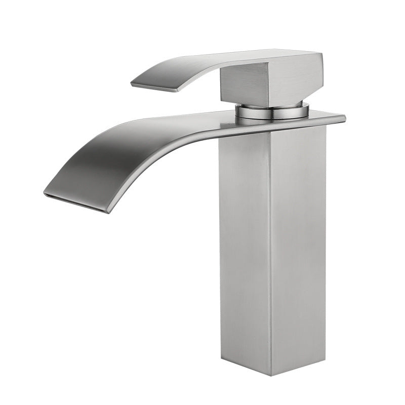BowLift | Industrial Faucets Faucet Stainless Steel Lever Handles Waterfall Spout Bathroom Faucet