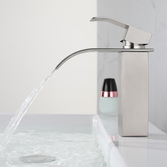 BowLift | Industrial Faucets Faucet Stainless Steel Lever Handles Waterfall Spout Bathroom Faucet