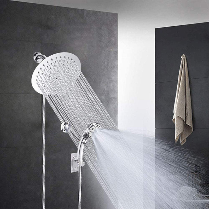 BowLift | Round Dual Shower Head Stainless Steel 5 Spray Patterns Wall Mounted Shower Head