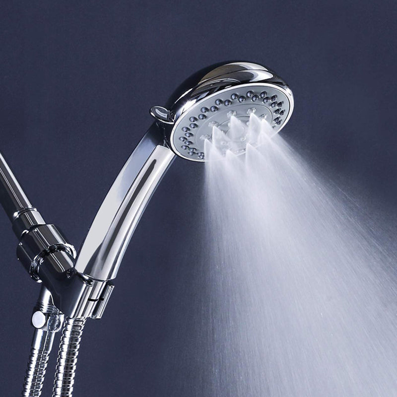 BowLift | Round Handheld Shower Head in Silver Leak-Resistant Wall-Mounted Shower Head