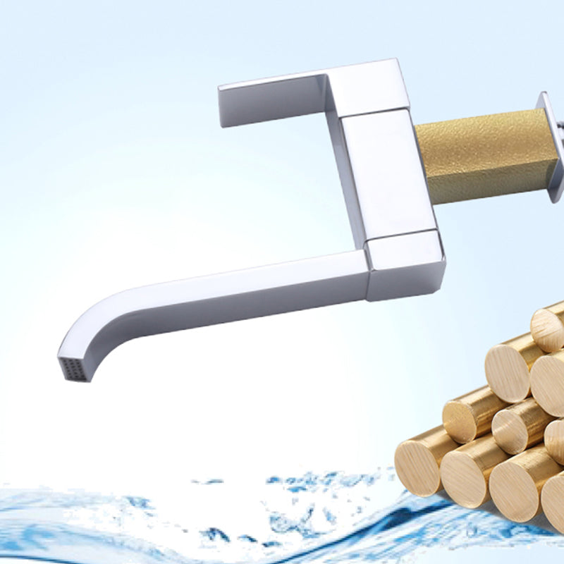 BowLift | Contemporary Wall Mounted Bathroom Faucet Lever Handles Low Arc Swivel Brass Faucet