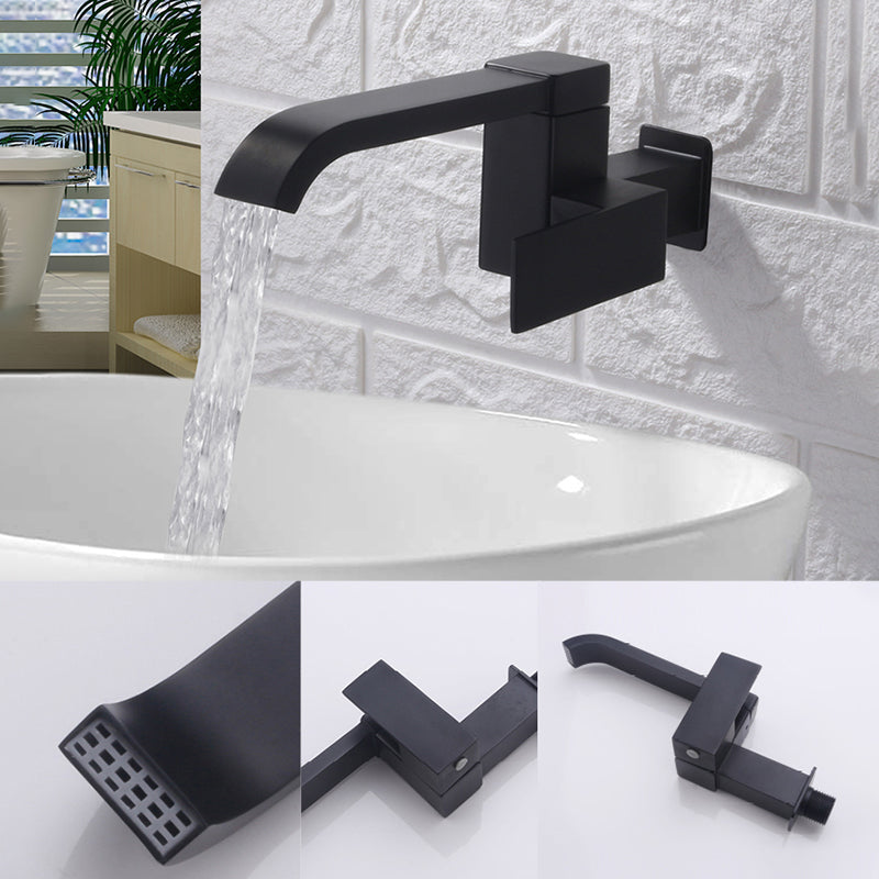 BowLift | Contemporary Wall Mounted Bathroom Faucet Lever Handles Low Arc Swivel Brass Faucet