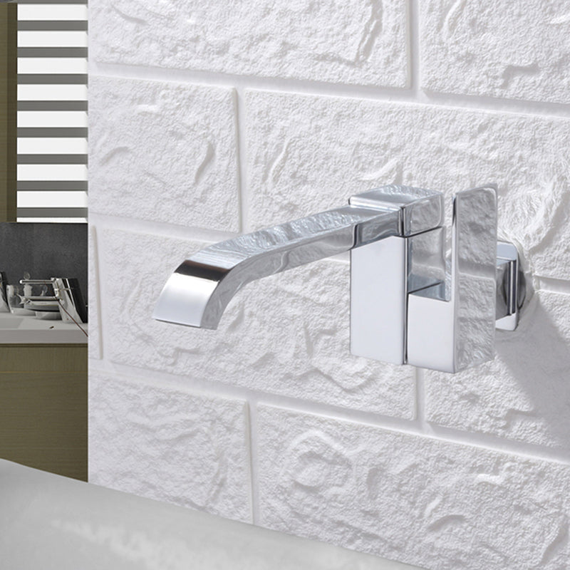 BowLift | Contemporary Wall Mounted Bathroom Faucet Lever Handles Low Arc Swivel Brass Faucet
