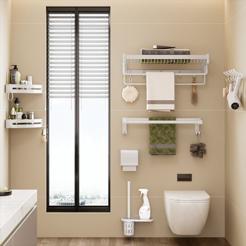 BowLift | Contemporary bathroom accessory set made of matte stainless steel-aluminum with bathrobe hook/bath shelf